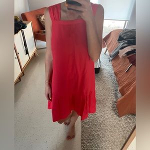 Magenta linen blend dress